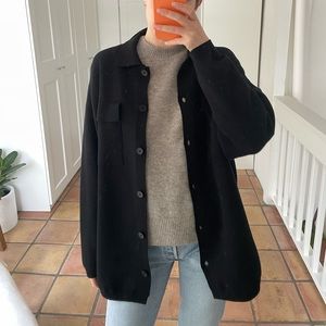 Gently used black Aritzia Wilfred Free Ronnie knit shacket | Size L